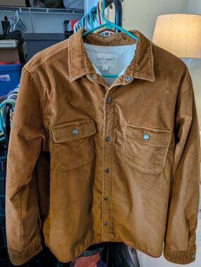 Sun + Stone Men's Corduroy Sherpa Lined Trucker Jacket Brown Size Large